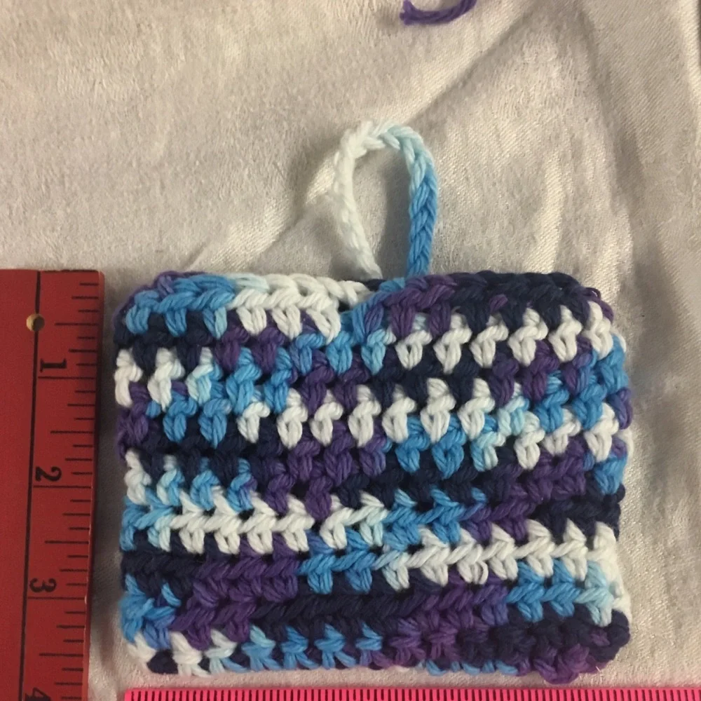 Handcrafted Crochet Spa Beauty Bath Gift Set-Eyes, Lips, Makeup Blues/Purples